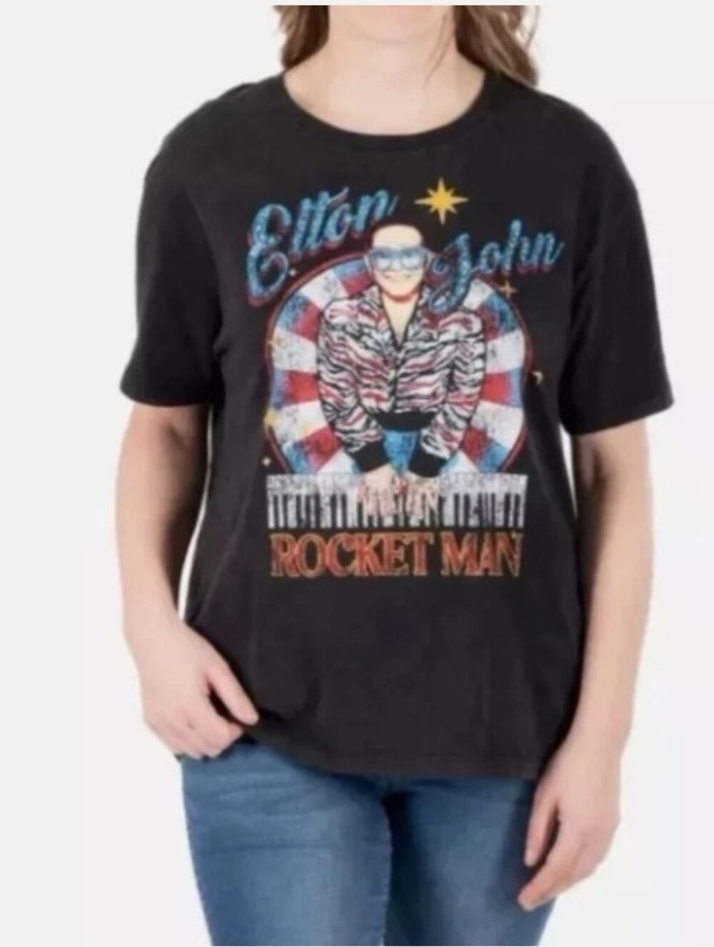 Elton John Rocker Man Graphic Tee Sz S NWT